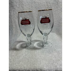 A Pair Of Stella Artois Limited Edition Belgium Beer Taster Tall Glass / Chalice